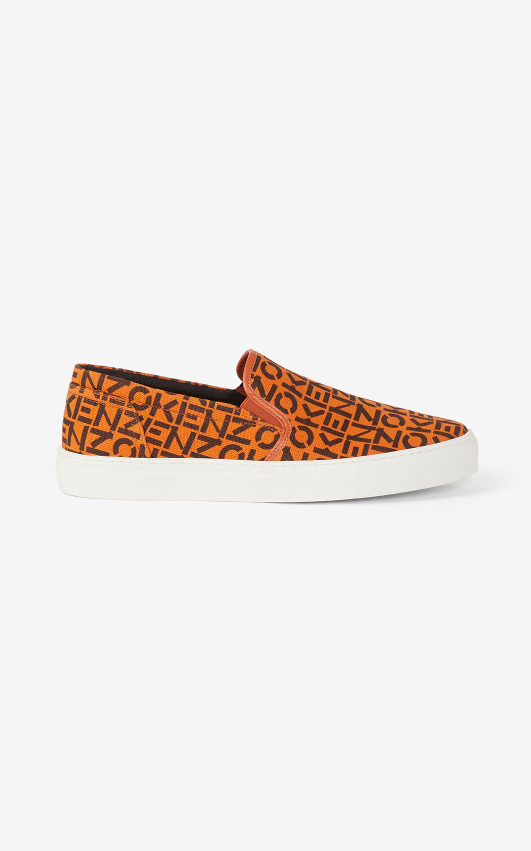 Kenzo K Skate Monogram laceless Sneakers Deep Orange For Mens 8670TQCZN
